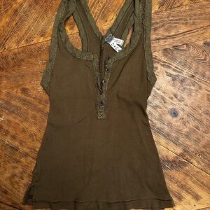 We The Free Olive Fitted Sleeveless Tank Top